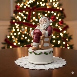 Vintage Ron Gordon Sleeping Santa Claus Music Box Table Decor Collectable 80s‎